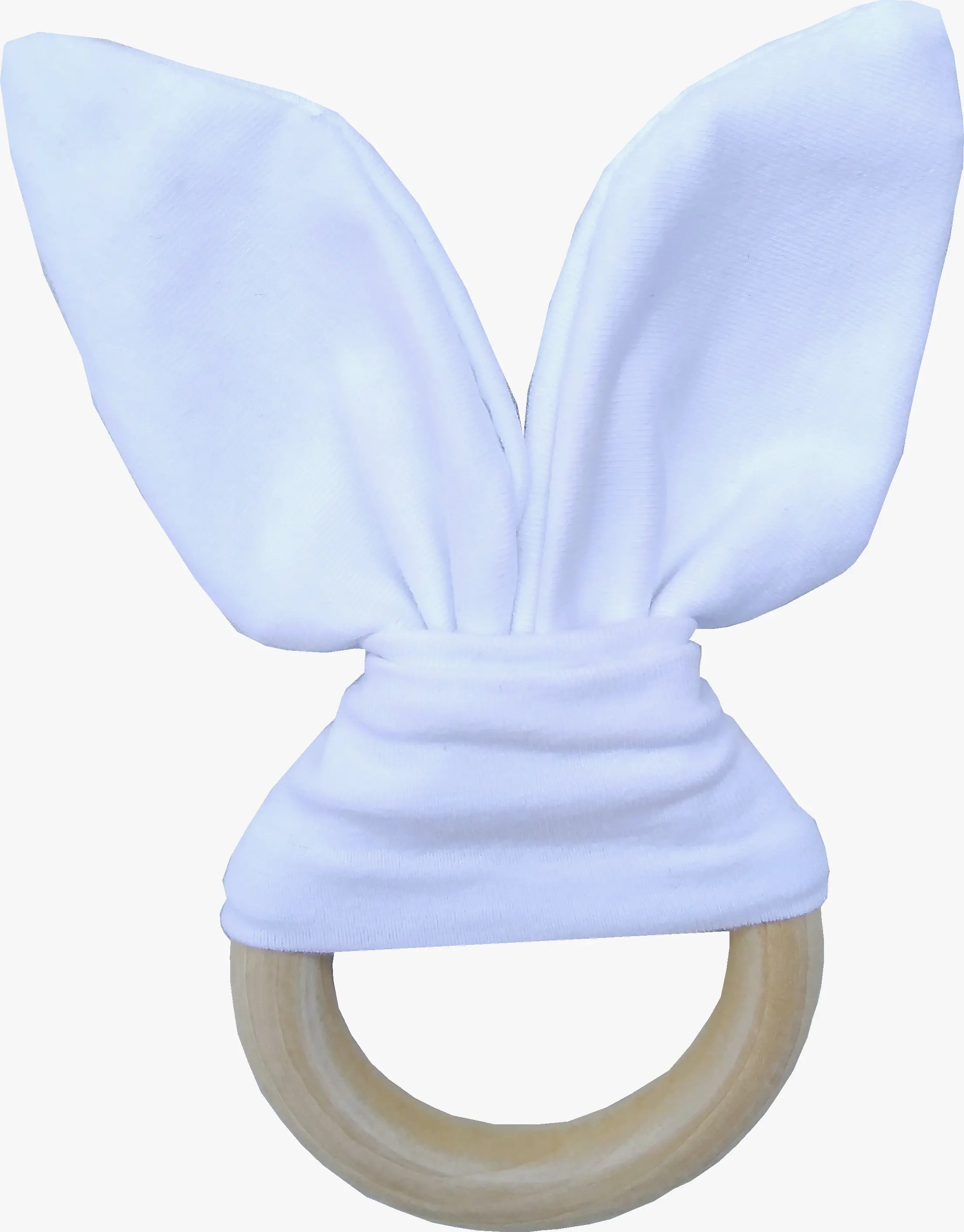 Кролик грызунок в форме уха, тканевый прорезыватель, тканевый и деревянный Прорезыватель для зубов с рифленым материалом - Цвет: white
