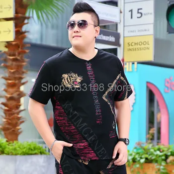 

Fat Man Men's Wear Plus Fat Plus Size Short Sleeve T Shirt Fat Super Large Size Loose Summer Printing T-shirt Shirt