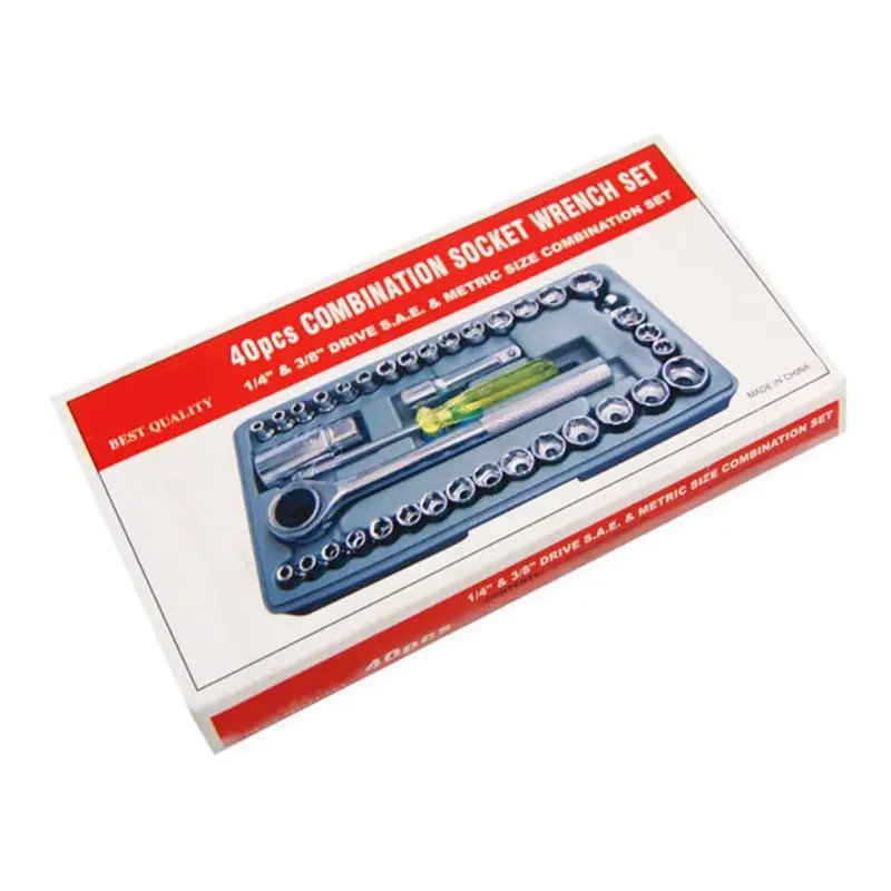 

40 Pcs Car Manual Combination Repair Tool Set Sleeve Wrench Set Durable Hard Q39F