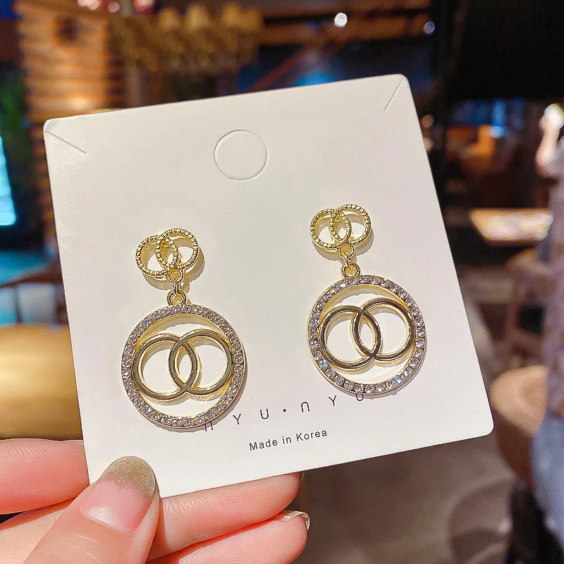 

2020 New Fashion Crystal Opal Gold Pendant Earrings for Women Classic High-quality Statement Earrings Party Jewelry Accessories