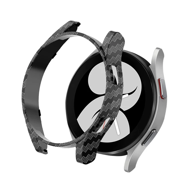 PC Matte Watch Cover for Samsung Galaxy Watch 4 40MM 44MM Watch 4 Classic 42mm 46mm Case All-Around Protective Bumper Shell Carbon Black