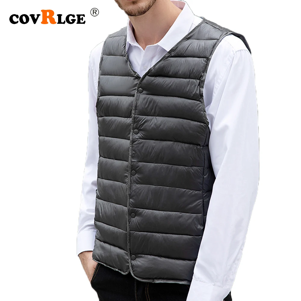 

Covrlge Brand Clothing Vest Men New Autumn Winter Lightweight Down Cotton Jacket Men's Vest Short Fit Slim Thin Waistcoat MWB024