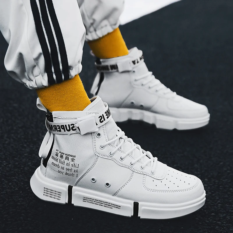 Высокая обувь для мужчин Новинка 2019 года Осенняя мужская трендовая парусиновая