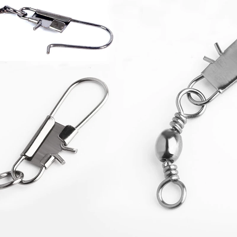 Snap Stainless Steel Fishing Hook Fishing Line Connector Pin Lure Bearing Rolling Swivel Accessories 30PCS/Lot