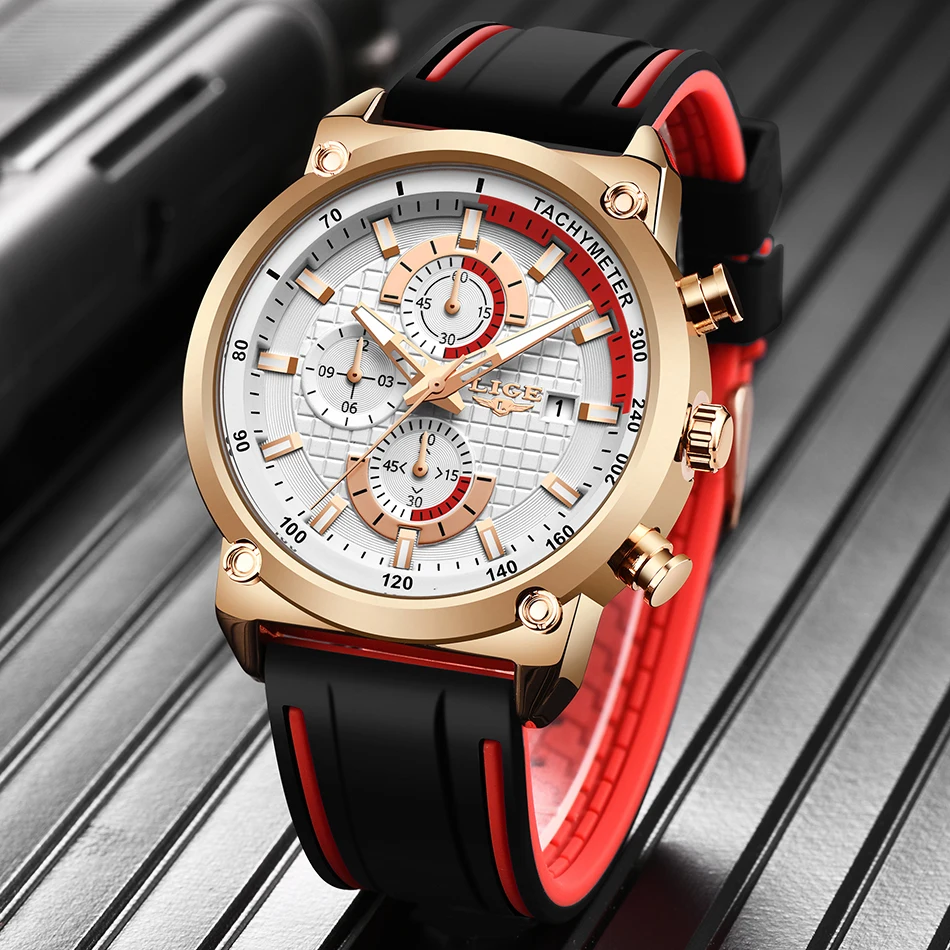 Reloj Hombre LIGE Mens Watches Top Brand Luxury Military Sport Watch Men Rubber Waterproof Quartz W