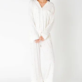 

Autumn Winter New Products Hot Sale Cute Cardigan Pajamas Women's Modal Long-Sleeve Trousers Simple Home Service Suit Women