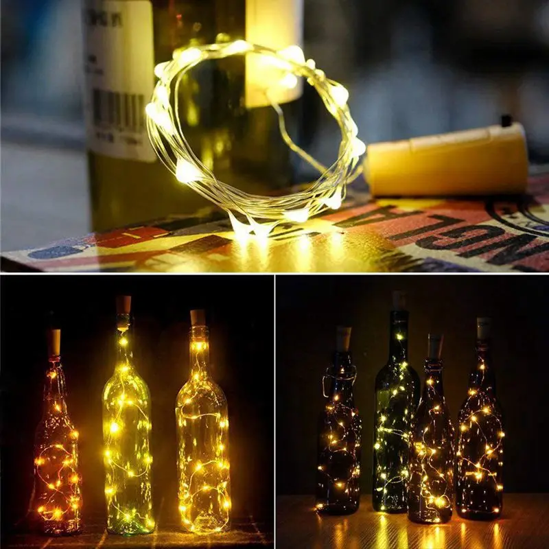 Светильники-пробка для винной бутылки, светильники в форме винных бутылок 12 Упаковка 6.5ft 20 светодиодный винный нить с пробкой огни для стеклянной банки каменщика сказочные огни Ba