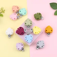 

Sunrony 10/20/50Pcs Leaf Silicone Pacifier Clip Food Grade Pacifier Chain DIY Necklace Teethers Baby Care Toys Accessories