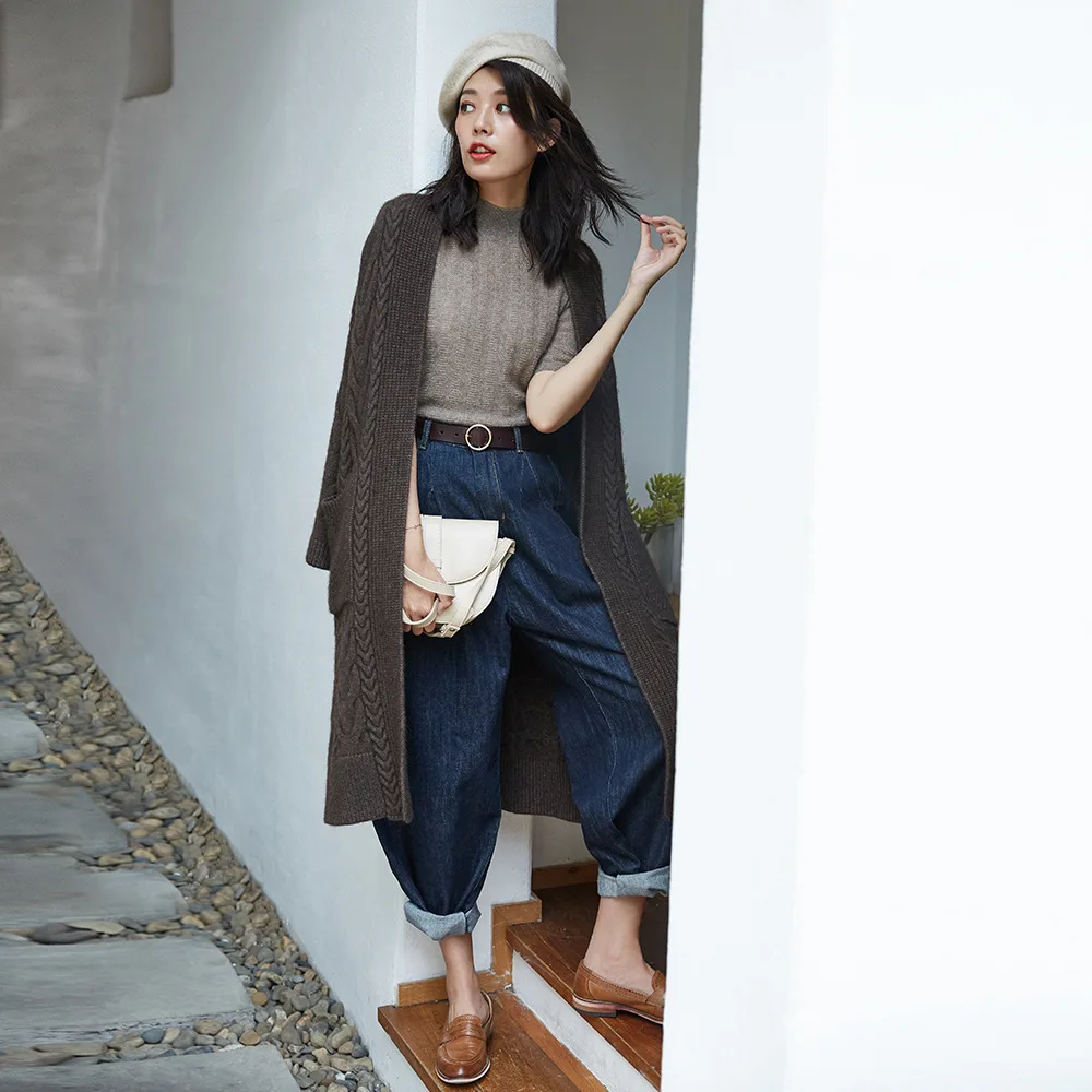 Yak Wool Cardigans Korean Christmas Sweater Oversized Runway Sweater Winter Clothes Long Cardigan ins Luxury Knit Sweaters Women