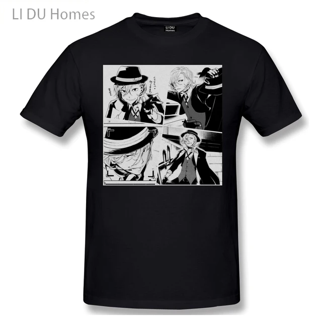 Manga Panels Chuuya Nakahara Bungou Stray Dogs Anime T Shirt Women Man's T-shirt Cotton Summer Tshirts Short Sleeve Graphics Tee black