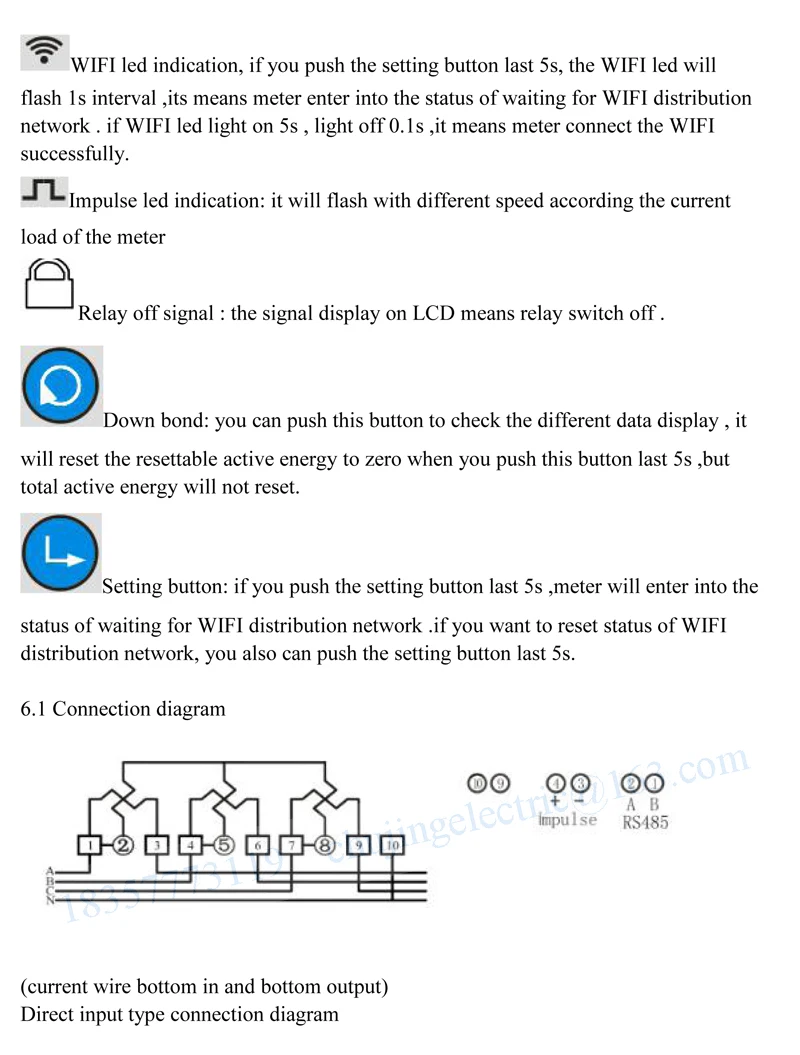 Телефон управление ЖК-дисплей Wi-Fi измеритель kwh 3 фазы счетчик энергии 3x220 В/380 В 5(60) A 50 Гц/60 Гц многофункциональный метр
