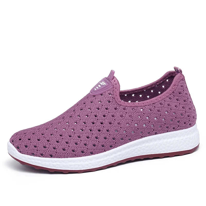 Zapatillas de deporte de malla transpirable para mujer, zapatos planos sin cordones, mocasines, zapatillas de moda para verano, 2021