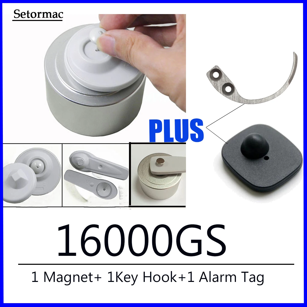 Eliminador de etiquetas imán 16000GS DE CONTROL DE SISTEMA DE SEGURIDAD desprendedor de etiquetas + portátil clave gancho separador + sensores de alarma Anti robo