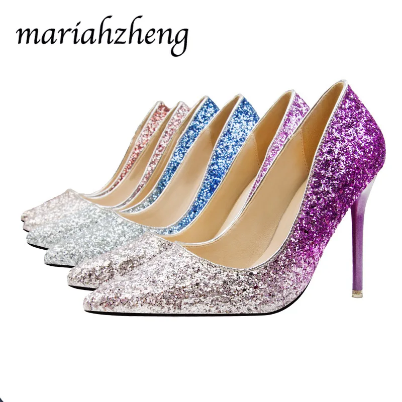 Mariahzheng/Весенняя женская обувь Модные пикантные туфли на высоком каблуке Туфли