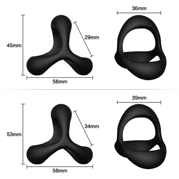 Safe Silicone Black Male Rings Double Cock Ring Delay Premature Ejaculation Penis Ball Loop Lock Adult Sex Toys Product For Men 6