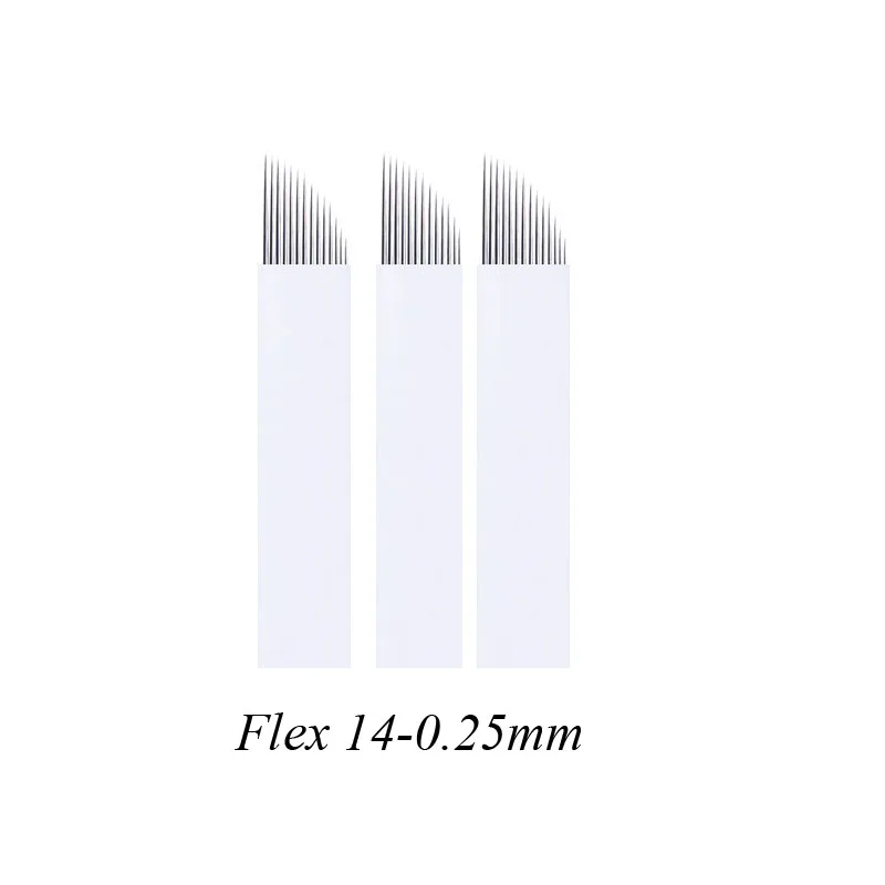

0.25mm Microblading 14 Pins S14 Sloped Eyebrow Tattoo Needles Permanent Makeup Manual Microblade Needles Disposable Sterilized