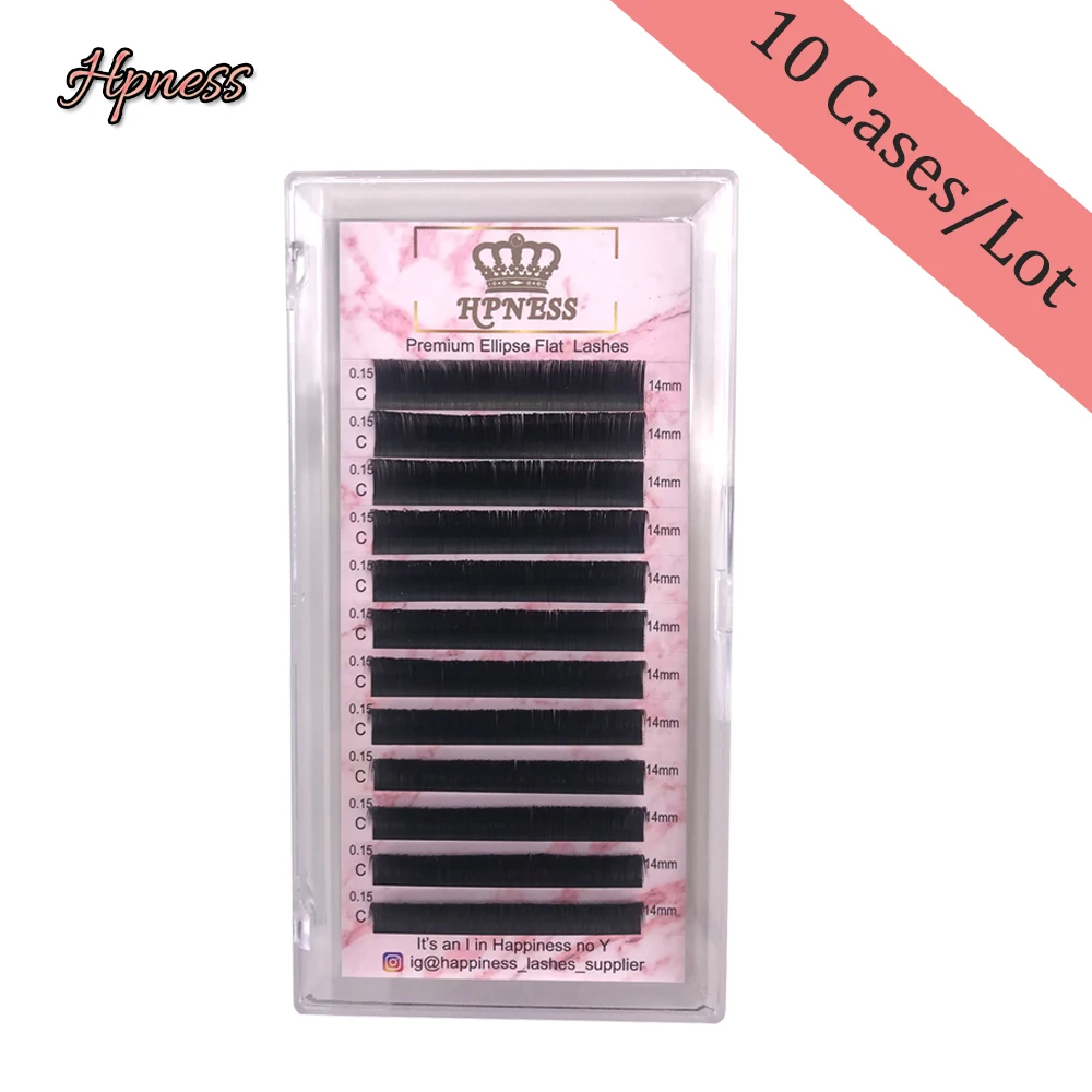 

Super Soft Ellipse Flat Split Tips Eyelash Extension 10 Cases/lot Ellipse Shaped Natural Light Individual Flat Eyelashes