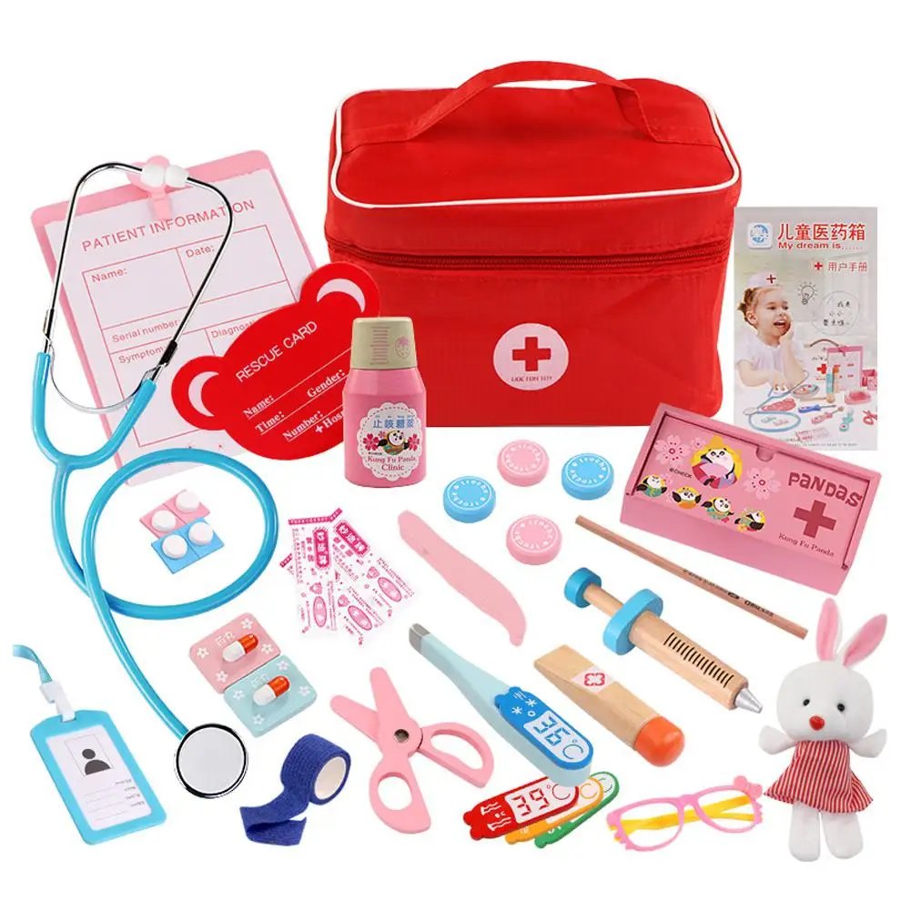 New little doctor Kuulee детская деревянная сумка для моделирования, коробка для лекарств, игрушка для инъекций - Цвет: New little doctor