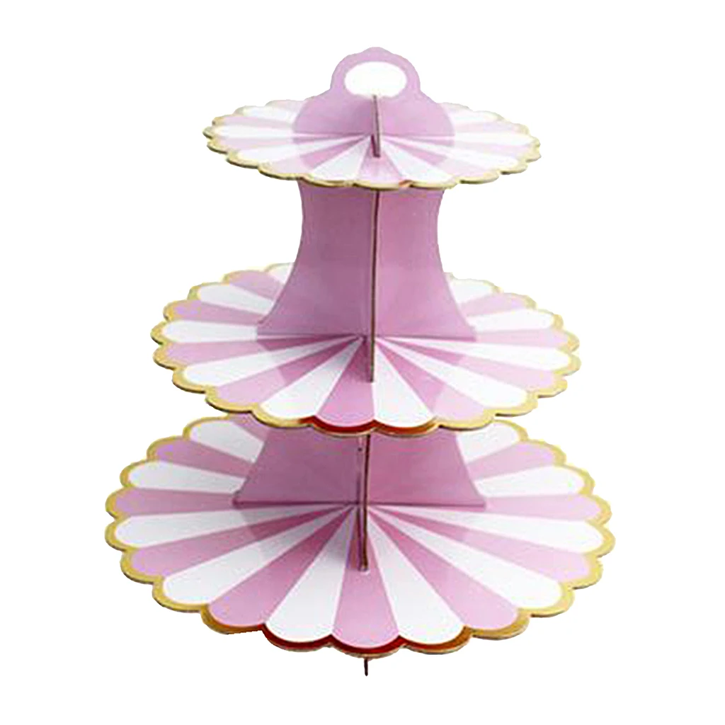 3 Tier Folding Cupcake Stand Fruit Cake Dessert Display Tower Tree Rack Plate Birthday Baby Shower Reception Afternoon Tea Party