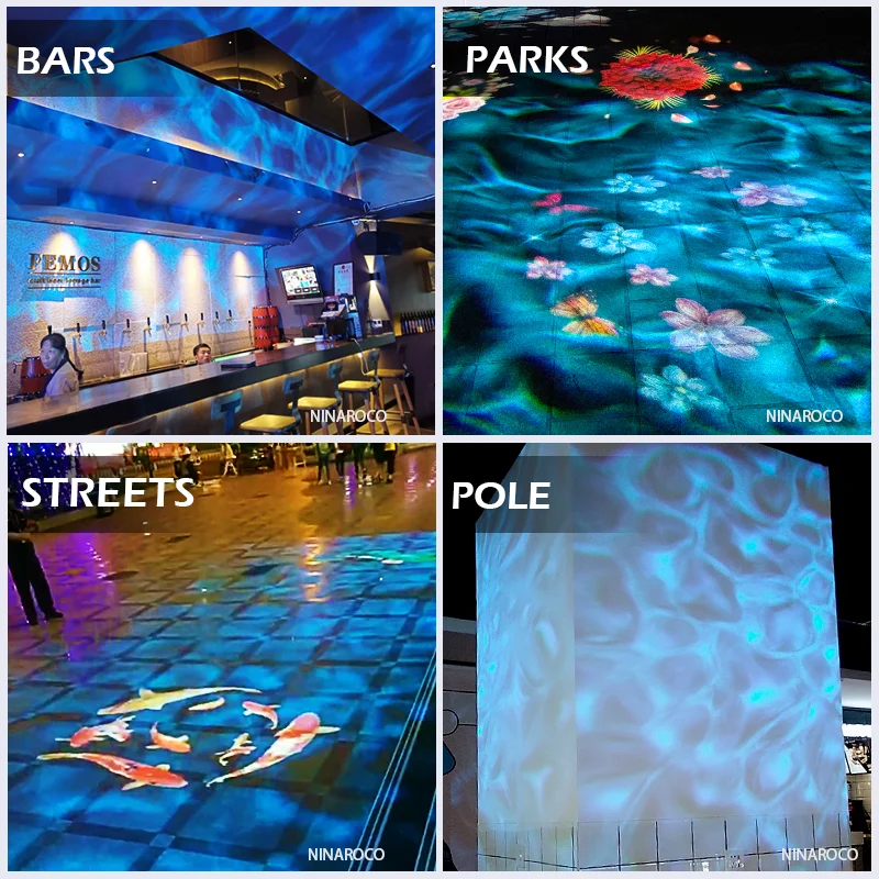 LED ocean water waving lamp high power projection lamp dynamic water ripple realistic light DMX512 syn color automatic 4
