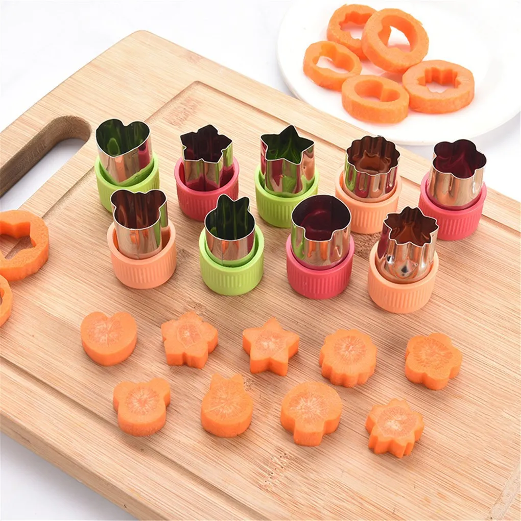 Star Heart Shape Vegetables Cutter Plastic Handle Portable Cook Tools Stainless Steel Fruit Cutting Die Kitchen Gadgets 3PCS/Set