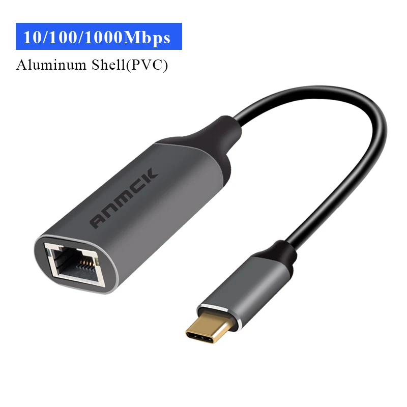Anmck USB C Ethernet USB-C RJ45 Lan адаптер для MacBook Pro samsung Galaxy S9/S8/Note 9 type C сетевая карта USB Ethernet - Цвет: 1000Mbps-PVC