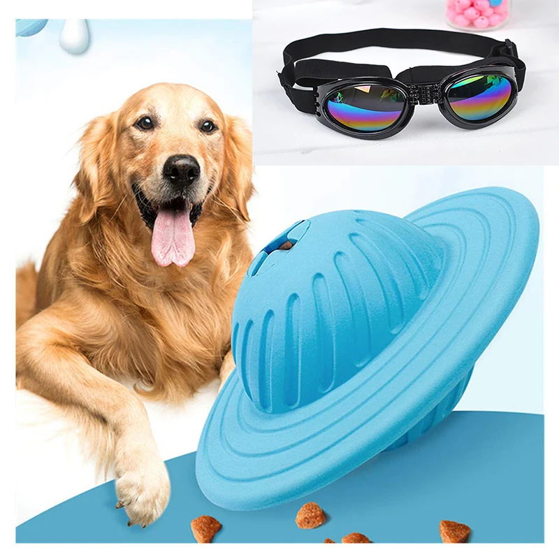 Pet Foos утечка игрушка с собаками летающие очки НЛО резиновый кусачки для укуса утечка мячик для еды товары для кошек и собак