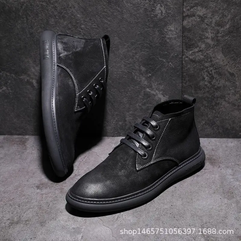

2019 Winter New Style Dull Polish Full-grain Leather Leather Boot Men's British-Style Casual Leather Boot Leather Short Boots