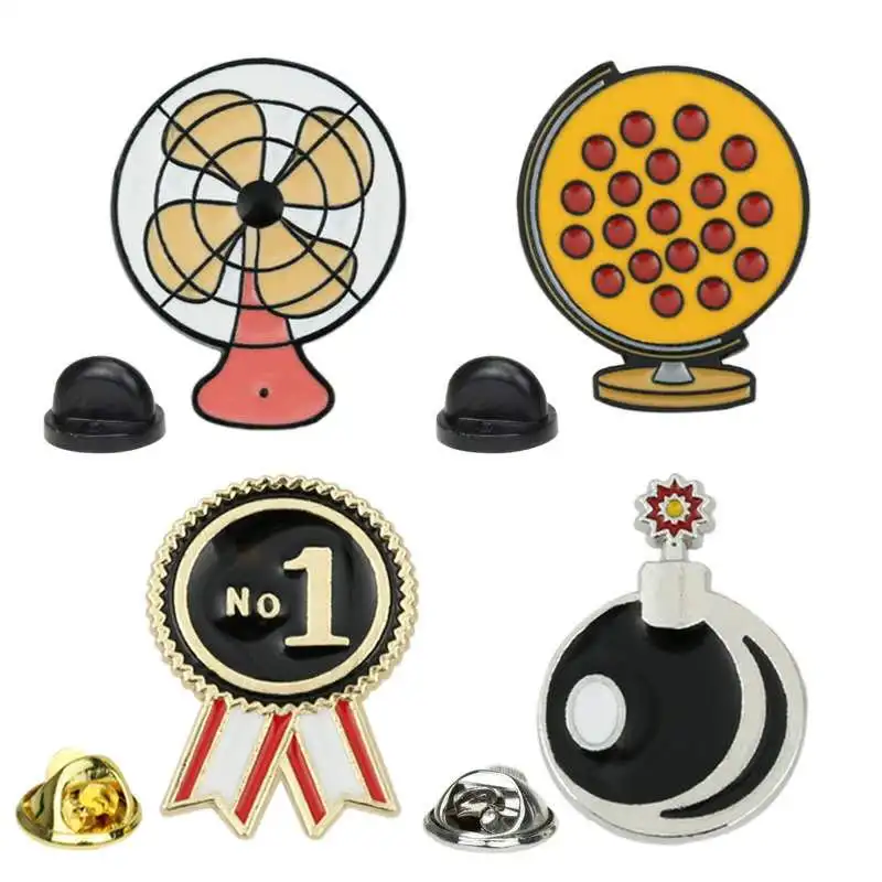 Hot selling electric fan No. 1 brooch creative wild student metal globe mine bomb brooch badge jewelry gift