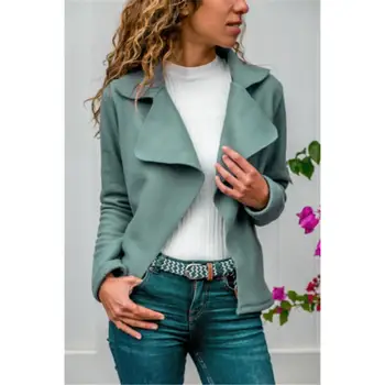 

Autumn Women Faux Suede Leather Jacket Fashion Lapel Thin Coat Outwear Moto Biker Long Sleeve Motorcycle Coat Streetwear