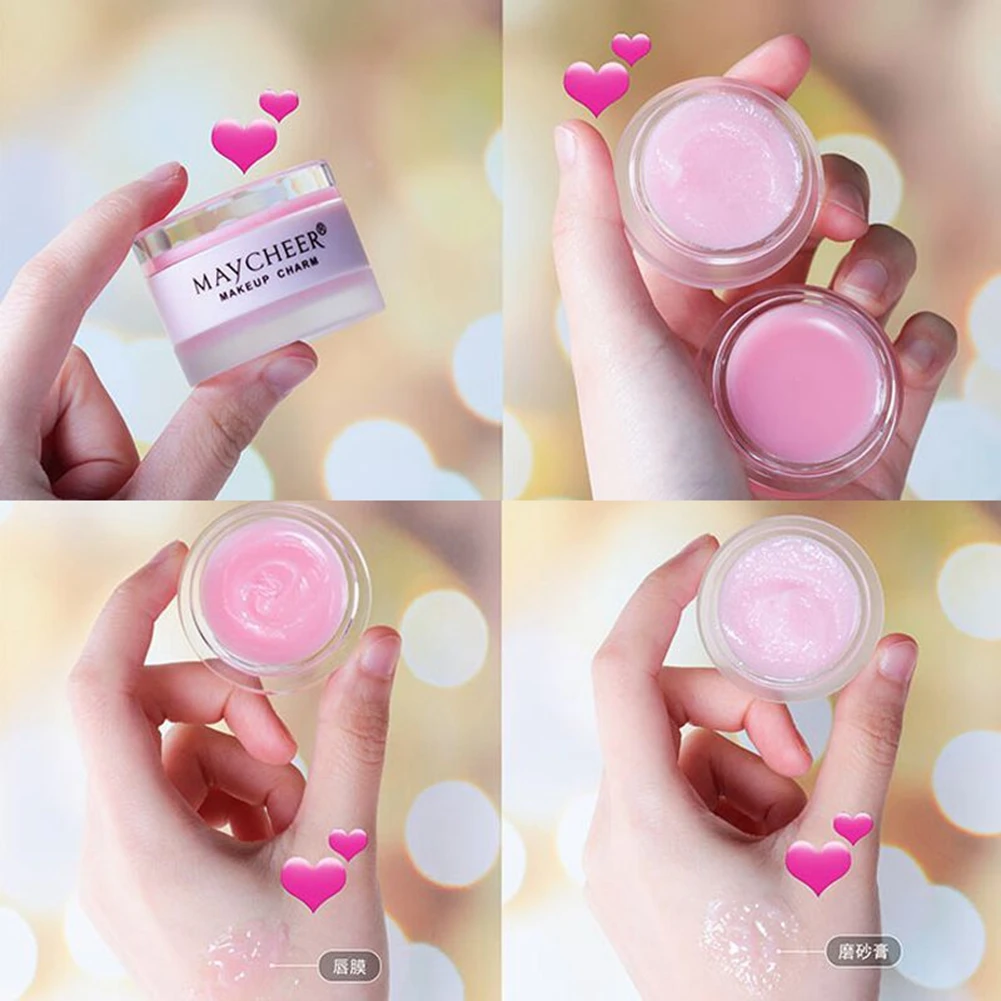 1pc Lip Balm Pink with Brush Lip Scrub Long-Lasting Aloe Vera Moisture Lipstick Fruit Jelly Double Lip Care maquiagem Lip Masks