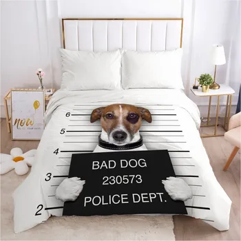 

3D Comforter Case Pet Dog White Duvet Covers Quilt Cover Bed Linen Bed Linen Bedding Bag Sets King Queen Full Size Home Textile