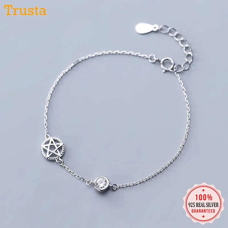 Trustdavis 100% Стерлинговое Серебро 925 пробы модный Круглый звезда Ослепительный CZ