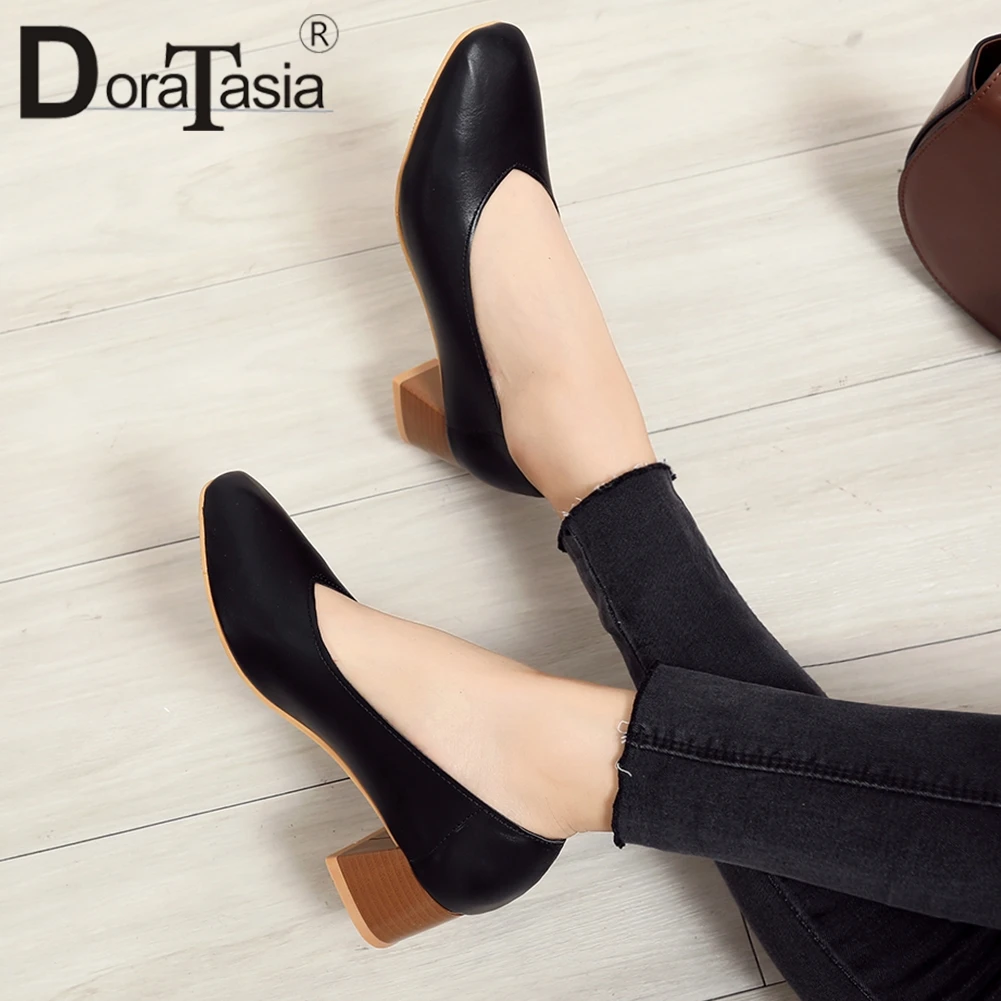 

DORATASIA Plus Size 31-46 New Ladies Chunky Heels Pumps 2020 Casual Ol Pumps Women Fashion Shallow Spring Autumn Shoes Woman