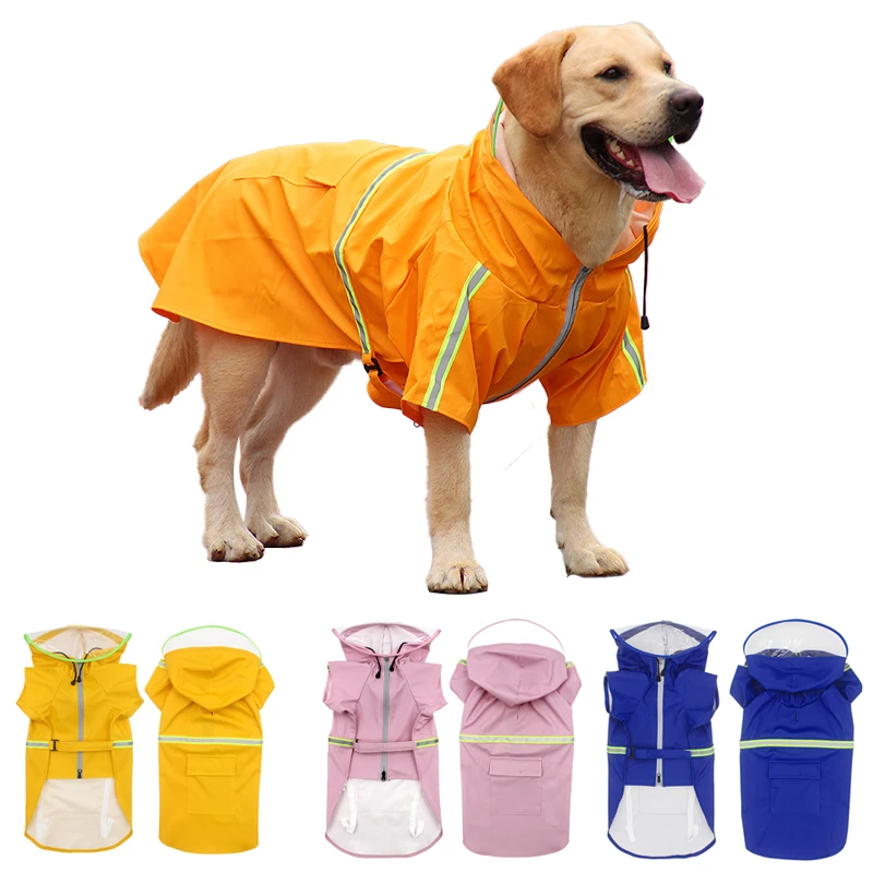 

Dog Raincoat Large Pet Coat Reflective Tape For Big Medium Pets Clothes Waterproof Puppy 5XL Labrador Golden Husky Jacket