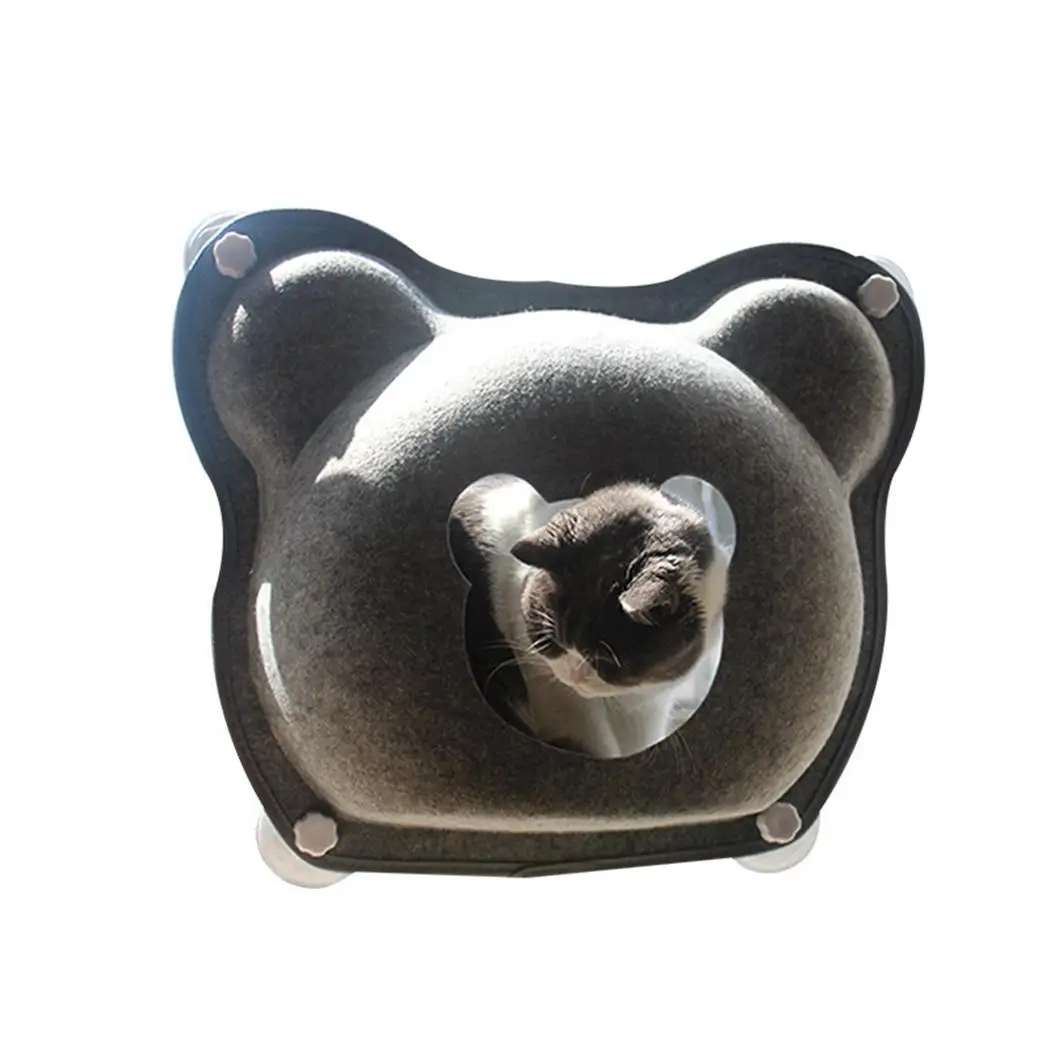 Cat Bed Hammock Sucker Window Glass Hanging Crescent Shape, Bear Shape Nest Felt Mat Pet Accessories 15KG