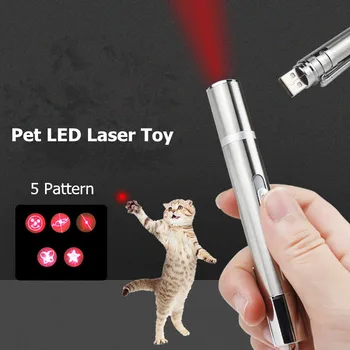 

LED Laser Toy 5 Pattern Funny Pet Cat Laser Toy Cat Pointer Light Pen Interactive Toy With Bright Animation Mouse Shadow Toy