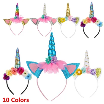

Girl Unicorn Headband Props Hair Accessories Child Anime Cute Headdress Halloween Kids Headdress Dress Up Show Prom Supplies