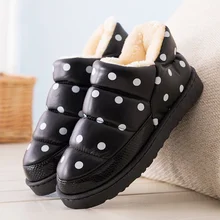 MCCKLE/женские тапочки; домашняя обувь в Звездный горошек; женская домашняя теплая плюшевая зимняя обувь на плоской подошве; Женская водонепроницаемая повседневная обувь на платформе