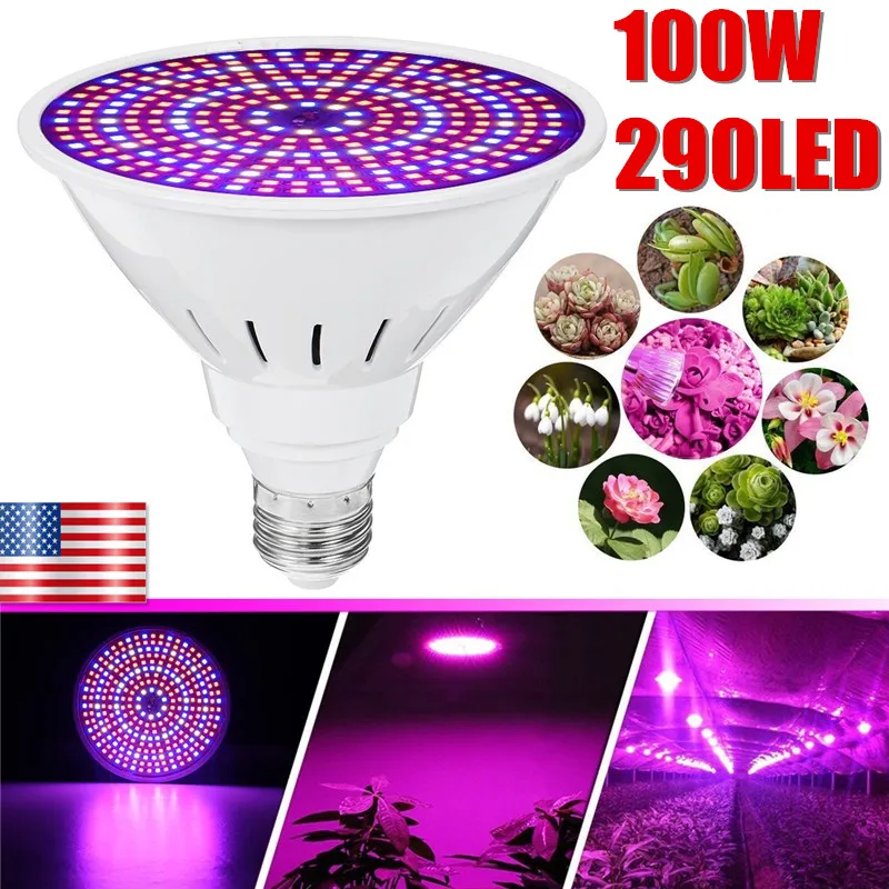 E27 100W SMD2835 LED Grow Light 290LED Full Spectrum Plant Lamp for Flower Seeds Greenhouse Indoor Plants Growing AC85-265V | Лампы и