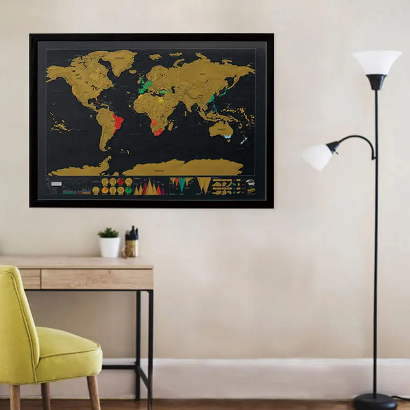 1 шт Скретч Карта мира карта путешествия стираемая креативная домашняя декорация цветные настенные наклейки декоративная карта мини
