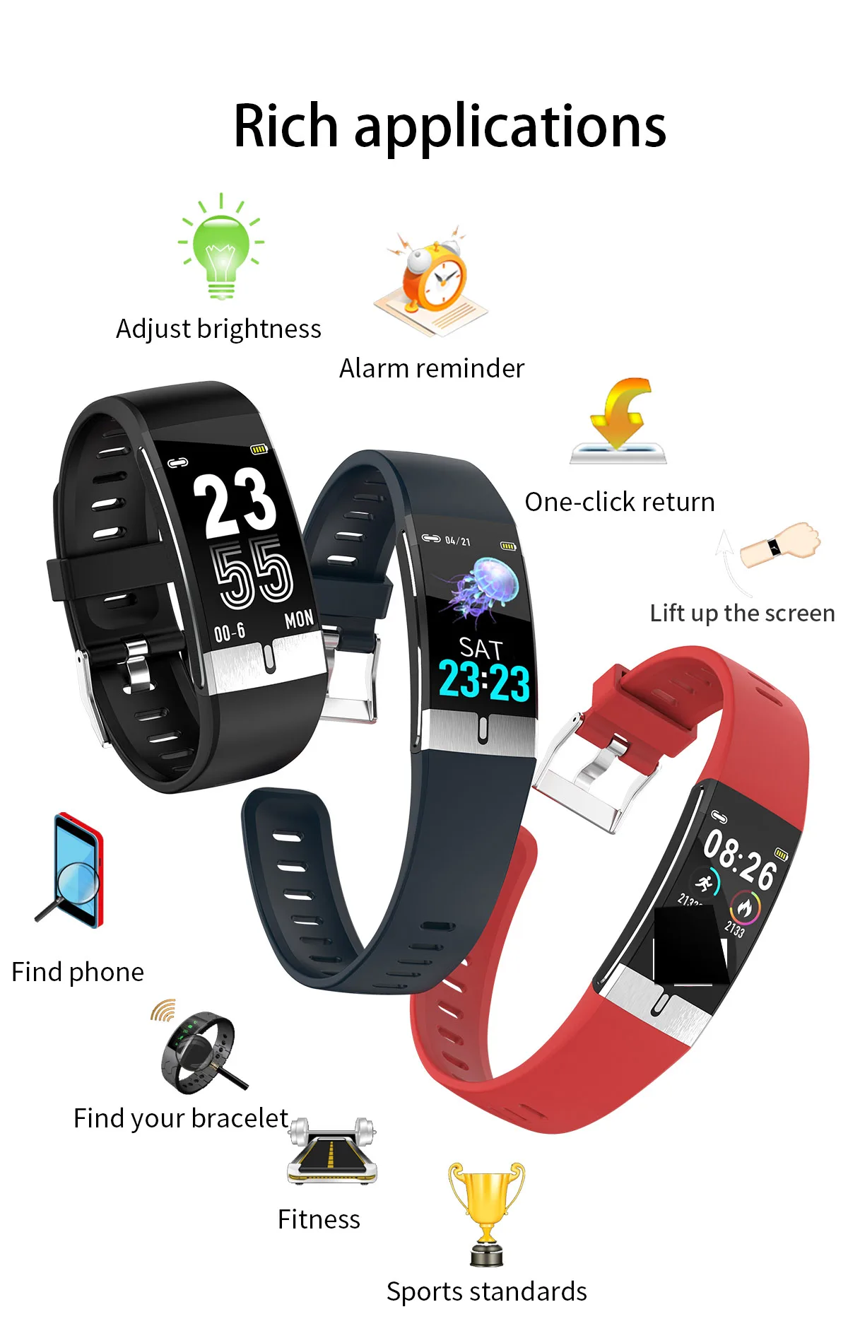Água para Androd Ecg + Ppg Ip68 à Prova Jusutek Relógio Inteligente Super Multifunções Cardio Bluetooth Pulseira Pressão Arterial Dip68 Ios 2021new 18 Jusutek 2021new relógio inteligente super multifunções cardio
