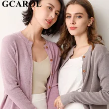 Женский однобортный жакет GCAROL, укороченный вязаный кардиган в стиле минимализма большого размера, теплый кардиган с содержанием шерсти 30% размера 3XL для осени и зимы