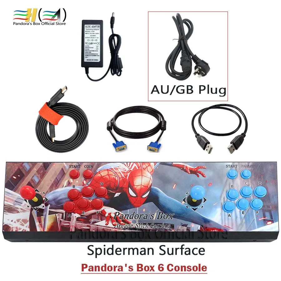 PB6 spiderman GB Pandora Box 6 1300 в 1 аркады игровой консоли 2 игроки могут добавить 3000 игры поддержки ФБА mame ps1 tekken 3d мортал комбат pacman - Цвет: PB6 spiderman GB
