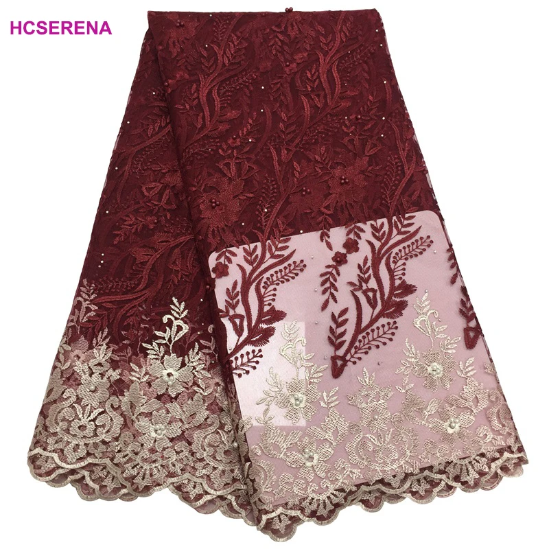 

Net lace 2019 Highquality blue Nigerian wedding African lace fabric Guipure Compound line lace fabric for wedding party sequined