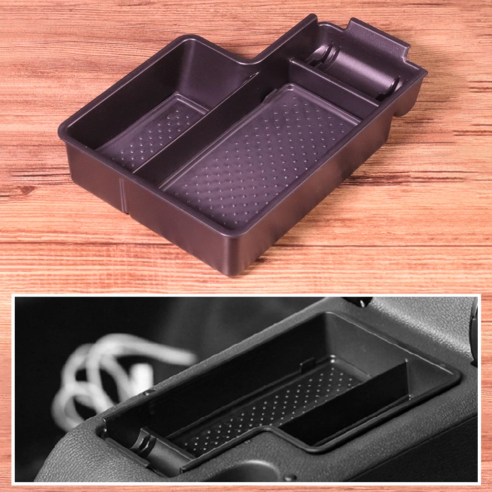 1Pc Black Central Storage Box Armrest Glove Holder Plate Car Container Organizer Fit for VW Golf MK6 2009 2010 2011 2012 2013 (1)