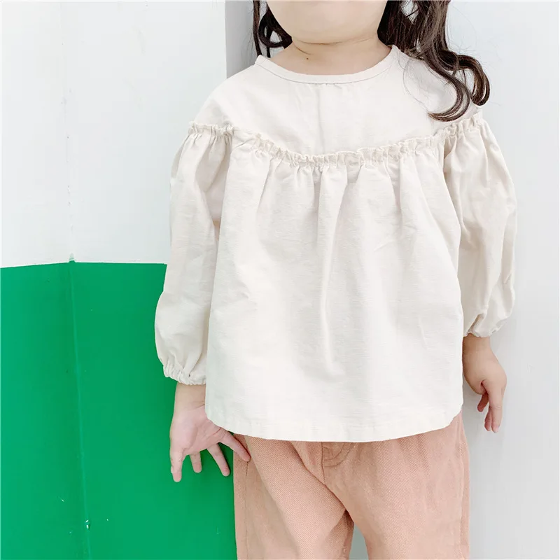 MILANCEL/блузка для девочек; хлопковая Базовая рубашка для девочек; повседневная одежда с длинными рукавами для девочек