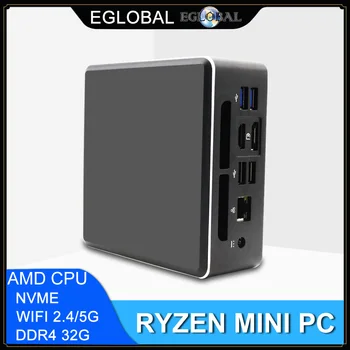 EGLOBAL Top Sales Mini PC AMD Ryzen 7 2700 R5 3550H 2500U 2200U Type-C HDMI DP 3 Display 4K HTPC Gaming Computer Windows 10 Pro 1