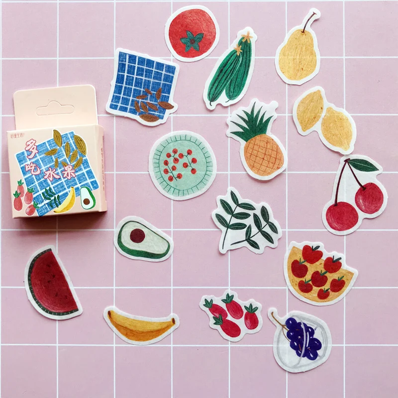 

1 pack 15 Designs Cute Fruits Paper Stickers Washi Sticker Stationery Notebook Bottle DIY Adhesive Decor Stick Label Kids Gift