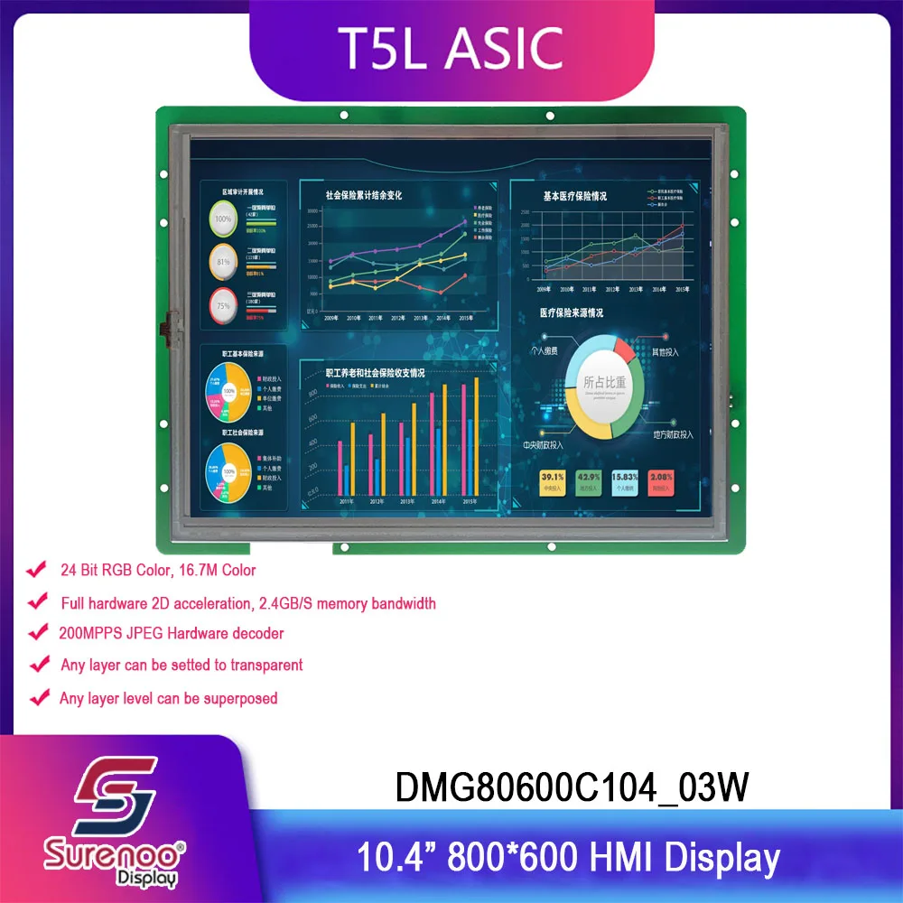 Dwin T5L HMI интеллектуальный дисплей, DMG80600C104_03W 10," 4:3 800X600 ЖК-модуль экран резистивный емкостный сенсорный панель